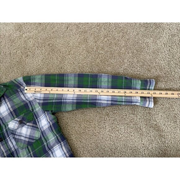 Saddlebred Flannel‎ Shirt Jacket Quilted Lined Green Plaid Mens Medium - Picture 6 of 9